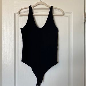 Black ribbed Bodysuit-Size Large